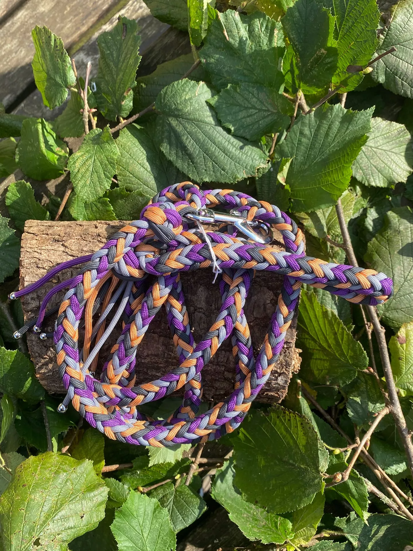 Accessoires au poil animaux fait main, fabrication en Normandie, laisse herringbone pour chien coloris violet