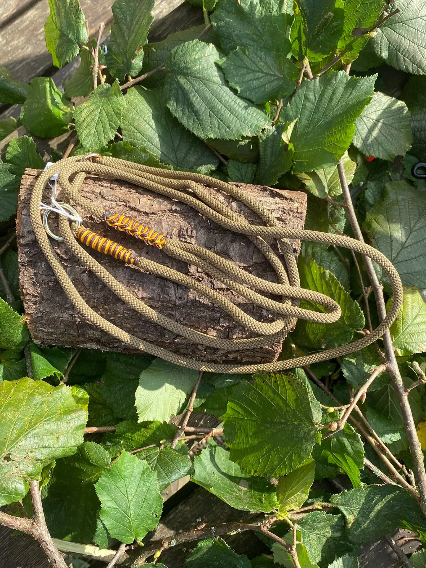 Accessoires au poil animaux fait main, fabrication en Normandie, laisse lasso pour chien coloris marron clair