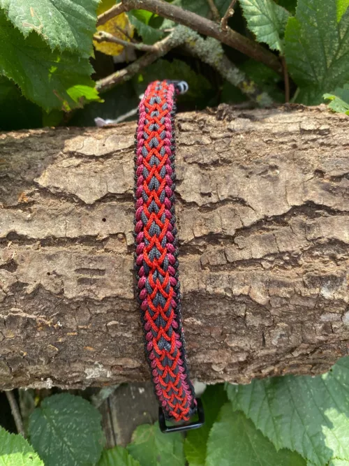 Accessoires au poil animaux fait main, fabrication en Normandie, collier type elite first coloris noir et rouge